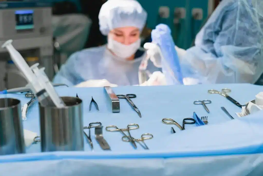 A surgeon and surgical equipment